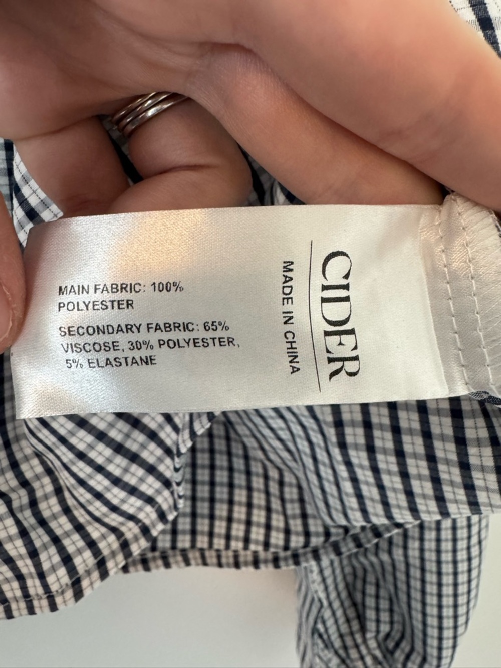 Cider Navy Gingham Peplum Blouse with White Ruffle Collar - Picture 6 of 6
